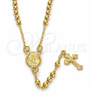 Rosario Fino 09.02.0040.18 Oro Laminado, Diseño de Divino Niño y Crucifijo, Pulido, Tono Dorado