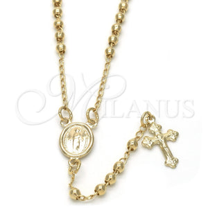 Rosario Fino 09.02.0040.1.18 Oro Laminado, Diseño de Medalla Milagrosa y Crucifijo, Pulido, Tono Dorado