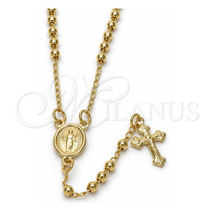 Rosario Fino 09.02.0040.1.18 Oro Laminado, Diseño de Medalla Milagrosa y Crucifijo, Pulido, Tono Dorado