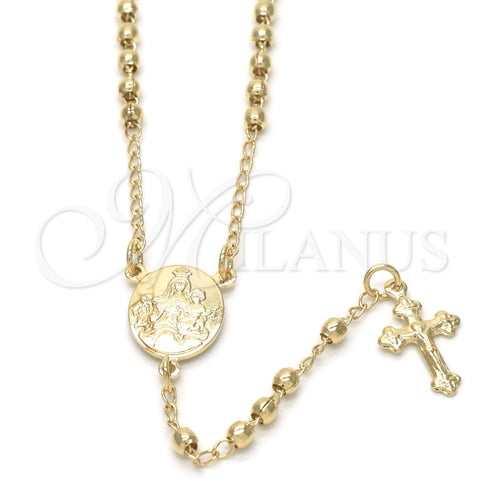 Rosario Fino 09.02.0040.3.18 Oro Laminado, Diseño de Caridad del Cobre y Crucifijo, Pulido, Tono Dorado