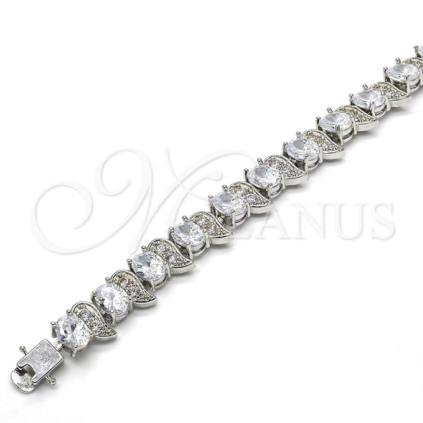 Pulsera Tennis 03.210.0071.5.08 Rodio Laminado, con Zirconia Cubica Blanca, Pulido, Rodinado (Grosor 11 MM, 8 Pulgadas de Largo)