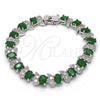 Pulsera Tennis 03.210.0071.6.08 Rodio Laminado, con Zirconia Cubica Verde y Blanca, Pulido, Rodinado (Grosor 11 MM, 8 Pulgadas de Largo)