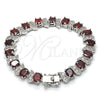 Pulsera Tennis 03.210.0071.7.08 Rodio Laminado, con Zirconia Cubica Granate y Blanca, Pulido, Rodinado (Grosor 11 MM, 8 Pulgadas de Largo)