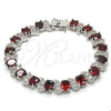 Pulsera Tennis 03.210.0071.7.08 Rodio Laminado, con Zirconia Cubica Granate y Blanca, Pulido, Rodinado (Grosor 11 MM, 8 Pulgadas de Largo)