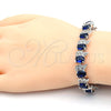 Pulsera Tennis 03.210.0071.8.08 Rodio Laminado, con Zirconia Cubica Zafiro Azul y Blanca, Pulido, Rodinado (Grosor 11 MM, 8 Pulgadas de Largo)