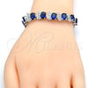Pulsera Tennis 03.210.0071.8.08 Rodio Laminado, con Zirconia Cubica Zafiro Azul y Blanca, Pulido, Rodinado (Grosor 11 MM, 8 Pulgadas de Largo)