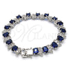 Pulsera Tennis 03.210.0071.8.08 Rodio Laminado, con Zirconia Cubica Zafiro Azul y Blanca, Pulido, Rodinado (Grosor 11 MM, 8 Pulgadas de Largo)