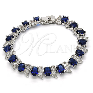 Pulsera Tennis 03.210.0071.8.08 Rodio Laminado, con Zirconia Cubica Zafiro Azul y Blanca, Pulido, Rodinado (Grosor 11 MM, 8 Pulgadas de Largo)