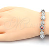 Pulsera Tennis 03.210.0072.6.08 Rodio Laminado, Diseño de Corazón y Gota, con Zirconia Cubica Granate y Blanca, Pulido, Rodinado (Grosor 09 MM, 8 Pulgadas de Largo)