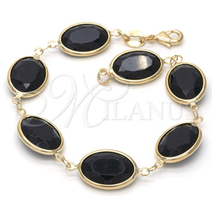 Pulsera Elegante 03.09.0063.07 Oro Laminado, con Negro Zirconia Cubica, Pulido, Tono Dorado (7 Inches Length)