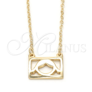 Collares con Dije 04.09.0159.18 Oro Laminado, Diseño de Niñita Pequeña, Pulido, Tono Dorado (02 MM Thickness, 18 Inches Length)