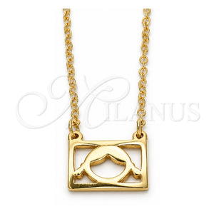 Collares con Dije 04.09.0159.18 Oro Laminado, Diseño de Niñita Pequeña, Pulido, Tono Dorado (Grosor 02 MM, 18 Pulgadas de Largo)