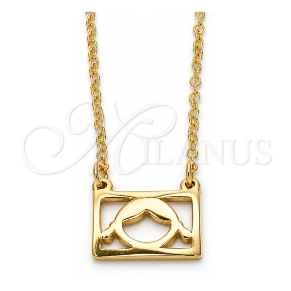 Collares con Dije 04.09.0159.18 Oro Laminado, Diseño de Niñita Pequeña, Pulido, Tono Dorado (Grosor 02 MM, 18 Pulgadas de Largo)