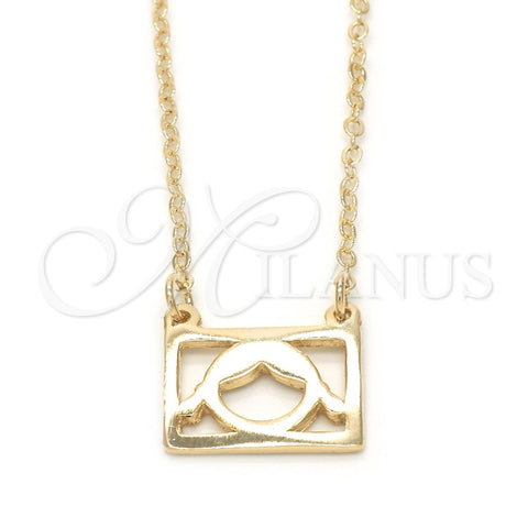 Collares con Dije 04.09.0159.18 Oro Laminado, Diseño de Niñita Pequeña, Pulido, Tono Dorado (02 MM Thickness, 18 Inches Length)