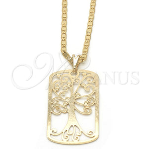 Collares con Dije 04.09.0165.18 Oro Laminado, Diseño de Ãrbol, Pulido, Tono Dorado (02 MM Thickness, 18 Inches Length)