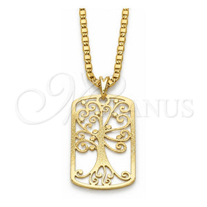Collares con Dije 04.09.0165.18 Oro Laminado, Diseño de Ãrbol, Pulido, Tono Dorado (Grosor 02 MM, 18 Pulgadas de Largo)