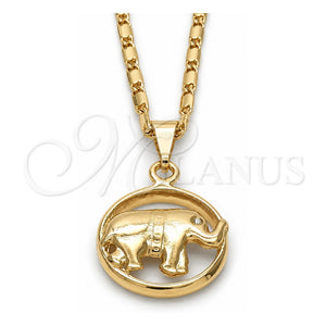 Collares con Dije 04.09.0166.18 Oro Laminado, Diseño de Elefante, Pulido, Tono Dorado (Grosor 02 MM, 18 Pulgadas de Largo)