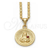 Collares con Dije 04.09.0168.1.18 Oro Laminado, Diseño de Sagrado Corazon de Maria, con Granate Zirconia Cubica, Pulido, Tono Dorado (02 MM Thickness, 18 Inches Length)