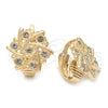 Arete Gancho Frances 02.09.0157 Oro Laminado, Diseño de Flor, con Blanca Zirconia Cubica, Pulido, Tono Dorado