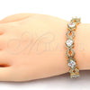Pulsera Tennis 03.210.0073.08 Oro Laminado, Diseño de Llave Griega, con Blanca Zirconia Cubica, Pulido, Tono Dorado (10 MM Thickness, 8 Inches Length)