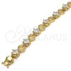 Pulsera Tennis 03.210.0073.08 Oro Laminado, Diseño de Llave Griega, con Blanca Zirconia Cubica, Pulido, Tono Dorado (10 MM Thickness, 8 Inches Length)