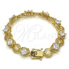 Pulsera Tennis 03.210.0073.08 Oro Laminado, Diseño de Llave Griega, con Blanca Zirconia Cubica, Pulido, Tono Dorado (10 MM Thickness, 8 Inches Length)