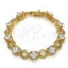 Pulsera Tennis 03.210.0073.08 Oro Laminado, Diseño de Llave Griega, con Blanca Zirconia Cubica, Pulido, Tono Dorado (10 MM Thickness, 8 Inches Length)