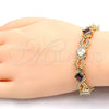 Pulsera Tennis 03.210.0073.1.08 Oro Laminado, Diseño de Llave Griega, con Granate and Blanca Zirconia Cubica, Pulido, Tono Dorado (10 MM Thickness, 8 Inches Length)