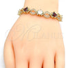 Pulsera Tennis 03.210.0073.1.08 Oro Laminado, Diseño de Llave Griega, con Granate and Blanca Zirconia Cubica, Pulido, Tono Dorado (10 MM Thickness, 8 Inches Length)