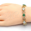 Pulsera Tennis 03.210.0073.3.08 Oro Laminado, Diseño de Llave Griega, con Verde and Blanca Zirconia Cubica, Pulido, Tono Dorado (10 MM Thickness, 8 Inches Length)