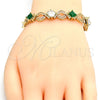 Pulsera Tennis 03.210.0073.3.08 Oro Laminado, Diseño de Llave Griega, con Verde and Blanca Zirconia Cubica, Pulido, Tono Dorado (10 MM Thickness, 8 Inches Length)