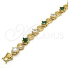 Pulsera Tennis 03.210.0073.3.08 Oro Laminado, Diseño de Llave Griega, con Verde and Blanca Zirconia Cubica, Pulido, Tono Dorado (10 MM Thickness, 8 Inches Length)