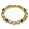 Pulsera Tennis 03.210.0073.3.08 Oro Laminado, Diseño de Llave Griega, con Verde and Blanca Zirconia Cubica, Pulido, Tono Dorado (10 MM Thickness, 8 Inches Length)