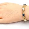 Pulsera Tennis 03.210.0073.4.08 Oro Laminado, Diseño de Llave Griega, con Zafiro Azul and Blanca Zirconia Cubica, Pulido, Tono Dorado (10 MM Thickness, 8 Inches Length)