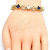 Pulsera Tennis 03.210.0073.4.08 Oro Laminado, Diseño de Llave Griega, con Zafiro Azul and Blanca Zirconia Cubica, Pulido, Tono Dorado (10 MM Thickness, 8 Inches Length)