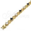 Pulsera Tennis 03.210.0073.4.08 Oro Laminado, Diseño de Llave Griega, con Zafiro Azul and Blanca Zirconia Cubica, Pulido, Tono Dorado (10 MM Thickness, 8 Inches Length)