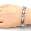 Pulsera Tennis 03.210.0073.5.08 Rodio Laminado, Diseño de Llave Griega, con Zirconia Cubica Blanca, Pulido, Rodinado (Grosor 10 MM, 8 Pulgadas de Largo)
