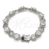 Pulsera Tennis 03.210.0073.5.08 Rodio Laminado, Diseño de Llave Griega, con Zirconia Cubica Blanca, Pulido, Rodinado (Grosor 10 MM, 8 Pulgadas de Largo)