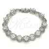 Pulsera Tennis 03.210.0073.5.08 Rodio Laminado, Diseño de Llave Griega, con Zirconia Cubica Blanca, Pulido, Rodinado (Grosor 10 MM, 8 Pulgadas de Largo)