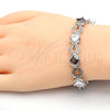 Pulsera Tennis 03.210.0073.6.08 Rodio Laminado, Diseño de Llave Griega, con Zirconia Cubica Granate y Blanca, Pulido, Rodinado (Grosor 10 MM, 8 Pulgadas de Largo)