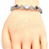 Pulsera Tennis 03.210.0073.6.08 Rodio Laminado, Diseño de Llave Griega, con Zirconia Cubica Granate y Blanca, Pulido, Rodinado (Grosor 10 MM, 8 Pulgadas de Largo)