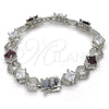 Pulsera Tennis 03.210.0073.6.08 Rodio Laminado, Diseño de Llave Griega, con Zirconia Cubica Granate y Blanca, Pulido, Rodinado (Grosor 10 MM, 8 Pulgadas de Largo)