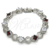 Pulsera Tennis 03.210.0073.6.08 Rodio Laminado, Diseño de Llave Griega, con Zirconia Cubica Granate y Blanca, Pulido, Rodinado (Grosor 10 MM, 8 Pulgadas de Largo)