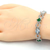 Pulsera Tennis 03.210.0073.7.08 Rodio Laminado, Diseño de Llave Griega, con Zirconia Cubica Verde y Blanca, Pulido, Rodinado (Grosor 10 MM, 8 Pulgadas de Largo)