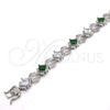 Pulsera Tennis 03.210.0073.7.08 Rodio Laminado, Diseño de Llave Griega, con Zirconia Cubica Verde y Blanca, Pulido, Rodinado (Grosor 10 MM, 8 Pulgadas de Largo)