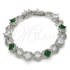 Pulsera Tennis 03.210.0073.7.08 Rodio Laminado, Diseño de Llave Griega, con Zirconia Cubica Verde y Blanca, Pulido, Rodinado (Grosor 10 MM, 8 Pulgadas de Largo)
