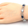 Pulsera Tennis 03.210.0073.8.08 Rodio Laminado, Diseño de Llave Griega, con Zirconia Cubica Zafiro Azul y Blanca, Pulido, Rodinado (Grosor 10 MM, 8 Pulgadas de Largo)