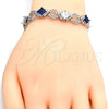 Pulsera Tennis 03.210.0073.8.08 Rodio Laminado, Diseño de Llave Griega, con Zirconia Cubica Zafiro Azul y Blanca, Pulido, Rodinado (Grosor 10 MM, 8 Pulgadas de Largo)
