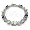 Pulsera Tennis 03.210.0073.8.08 Rodio Laminado, Diseño de Llave Griega, con Zirconia Cubica Zafiro Azul y Blanca, Pulido, Rodinado (Grosor 10 MM, 8 Pulgadas de Largo)