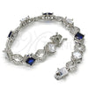 Pulsera Tennis 03.210.0073.8.08 Rodio Laminado, Diseño de Llave Griega, con Zirconia Cubica Zafiro Azul y Blanca, Pulido, Rodinado (Grosor 10 MM, 8 Pulgadas de Largo)